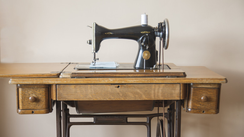 A vintage sewing table
