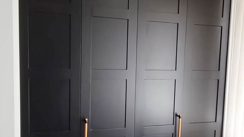 Dark closet doors with square panels