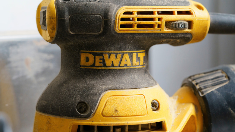 Close-up of Dewalt orbital sander