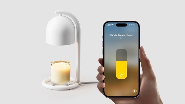 Candle warmer with candle and the smartphone app