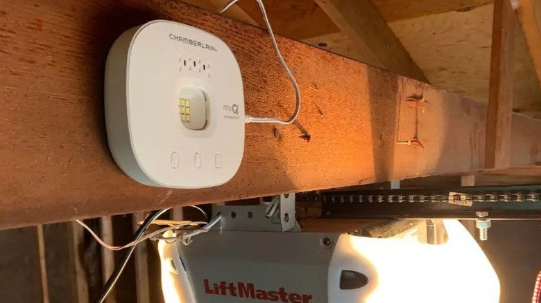 Garage control mounted on a garage beam
