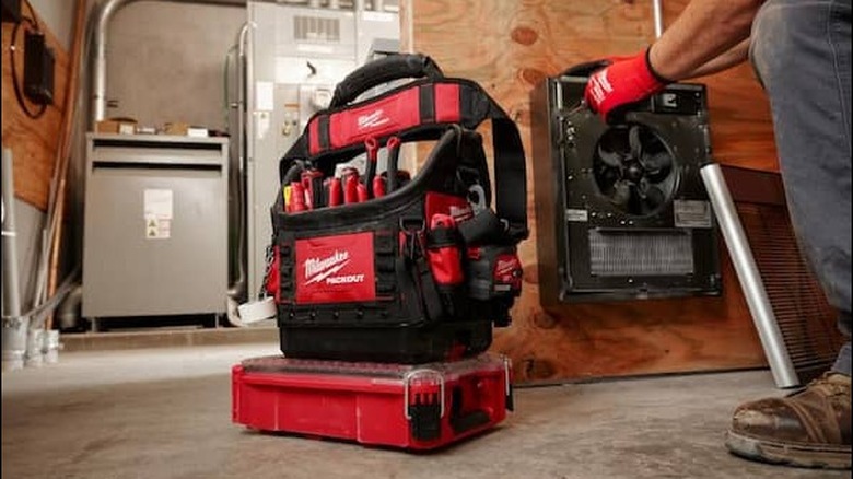 The Milwaukee Structured Tote used as a stand-alone carrier