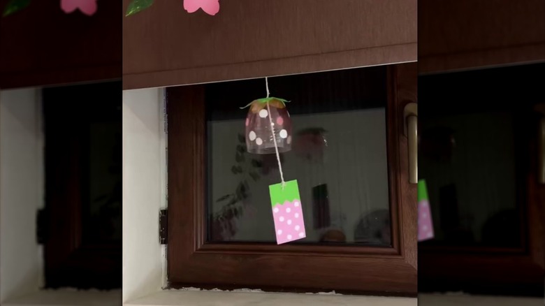 DIY strawberry chime using a plastic bottle