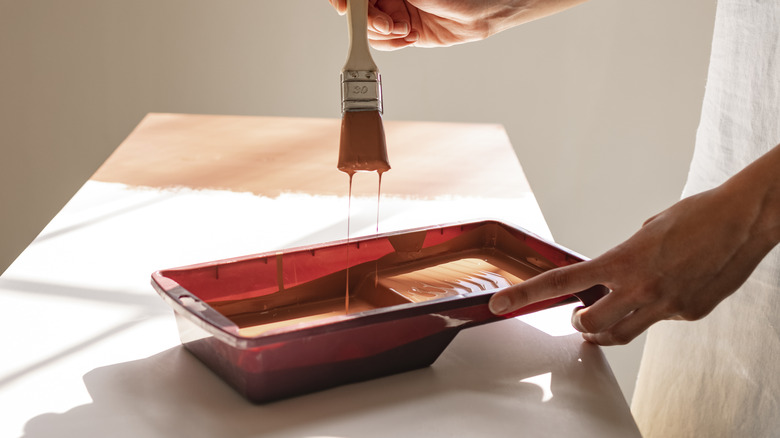 Paint Brush Cover Red Paint Tray