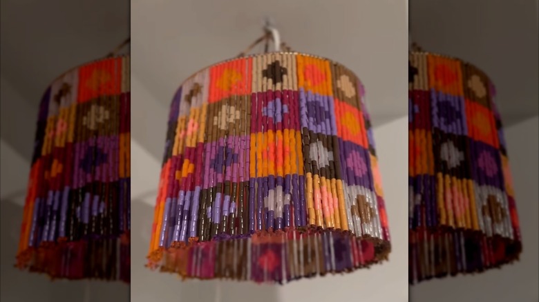 A DIY beaded lamp shade