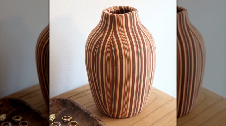 DIY West Elm-inspired fabric vase on tabletop