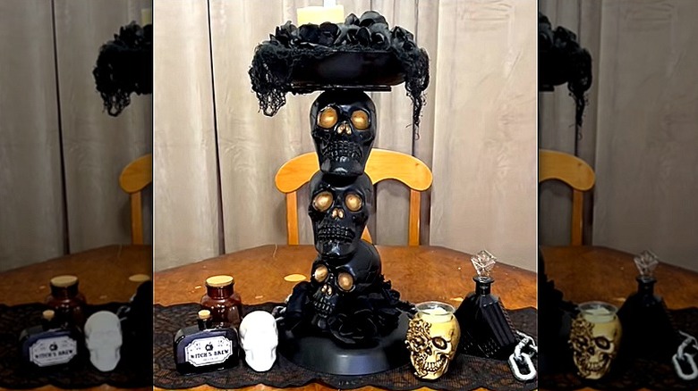 A completed skull tower without additional décor or embellishments
