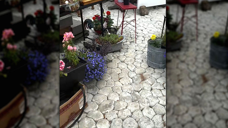 DIY pavers on a walkway