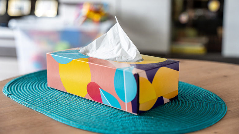 A box of tissue paper on a table
