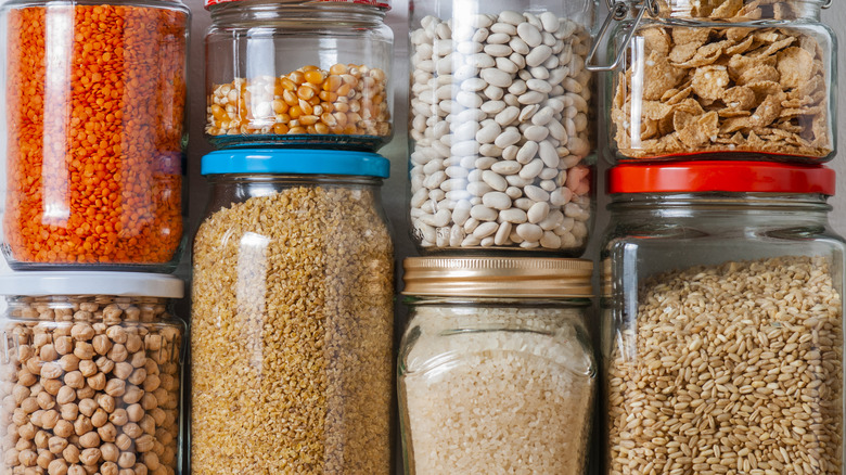 Pantry goods in glass jars