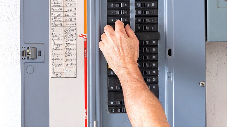 Door open on electrical panel