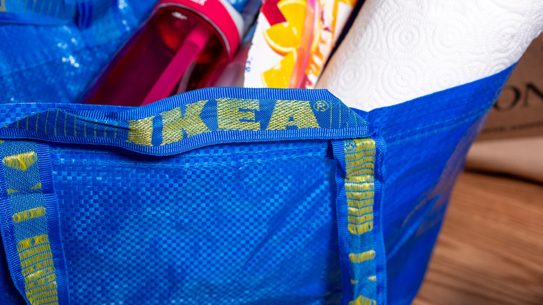 a blue IKEA bag