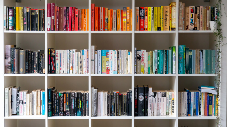 Books in rainbow color scheme