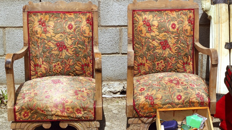 aged fabric chairs