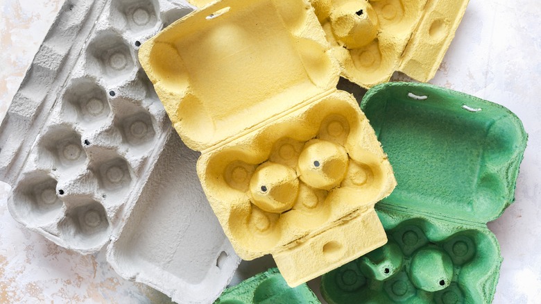pile of empty egg cartons
