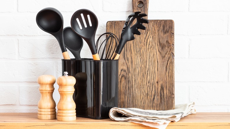 cooking utensils on counter