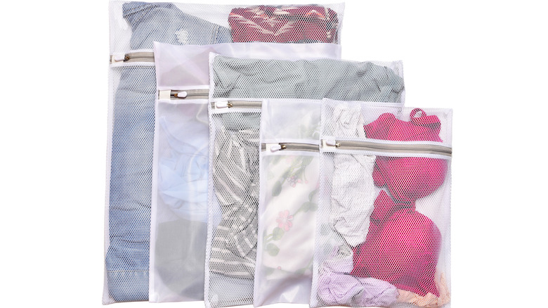 clothes inside mesh laundry bags
