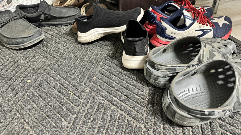 Jumbled piles of shoes