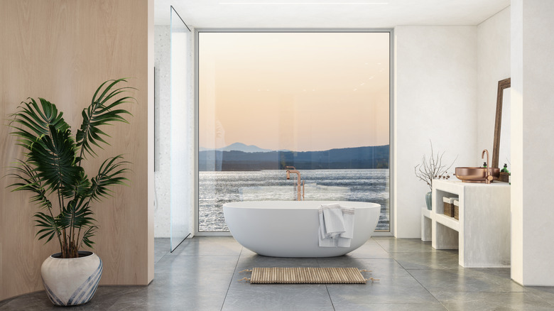 modern bathroom interior with a view