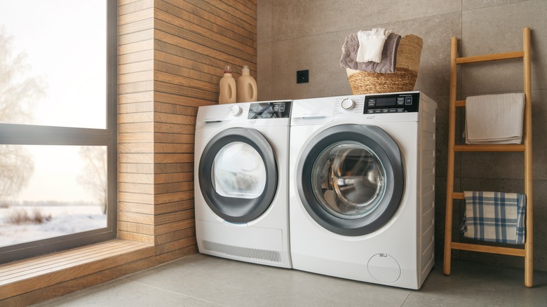 Laundry room with window