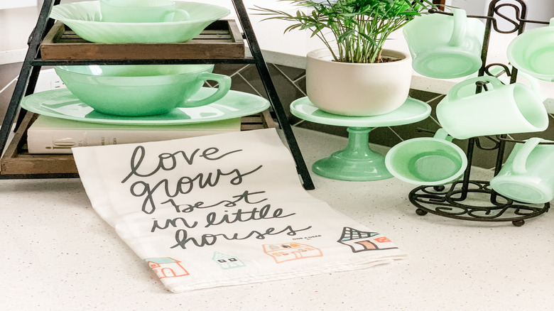 Vintage jadeite collection kitchen display