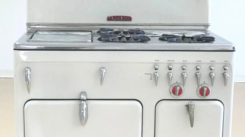 A Chambers vintage white stove and oven.