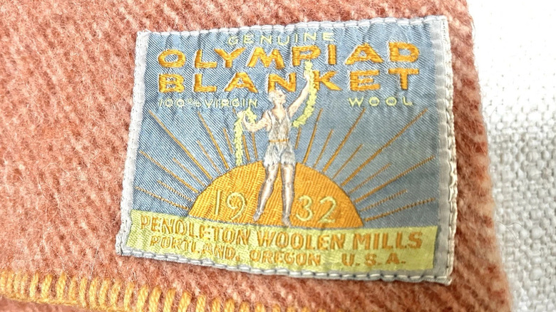 Wool blanket with 1932 Oympiad Pendleton label