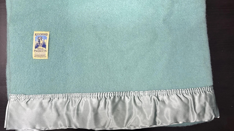 Vintage pale blue Kenwood wool blanket