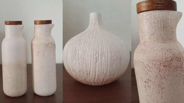 A collection of pottery aged with coffee grounds