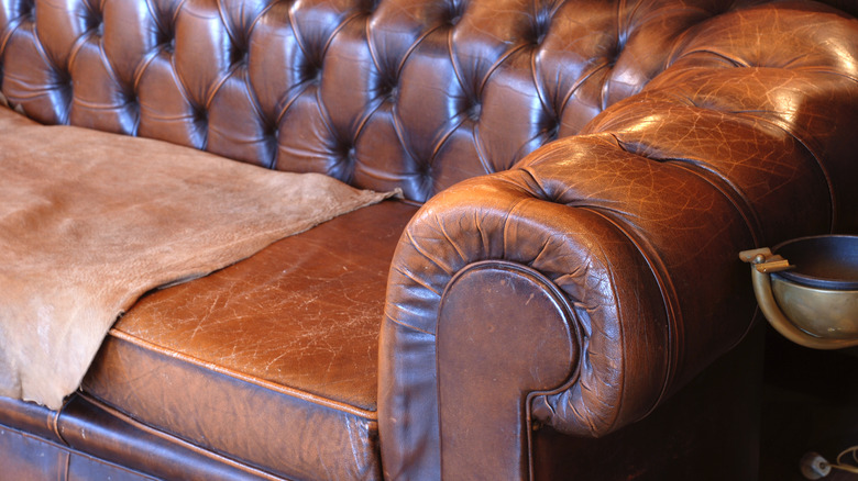 Weathered leather chair