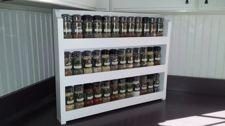 Vertical wooden spice rack