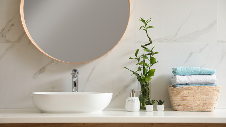 White porcelain vessel sink