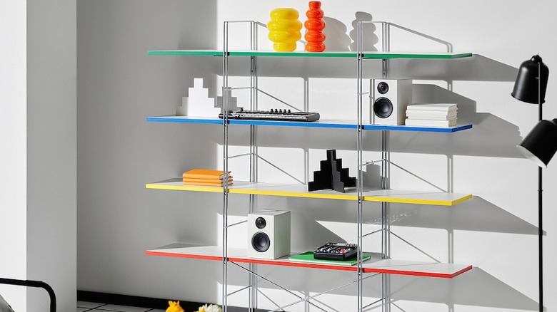 Colorful minimalist shelving unit