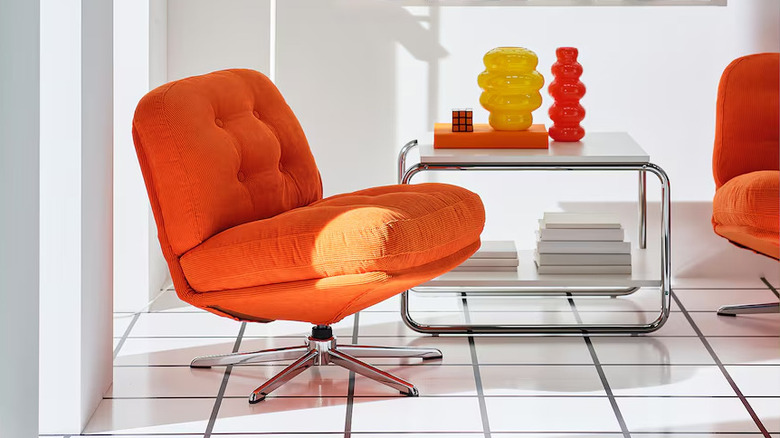Ikea orange chair in a modern living room