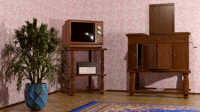Retro home decor in living room