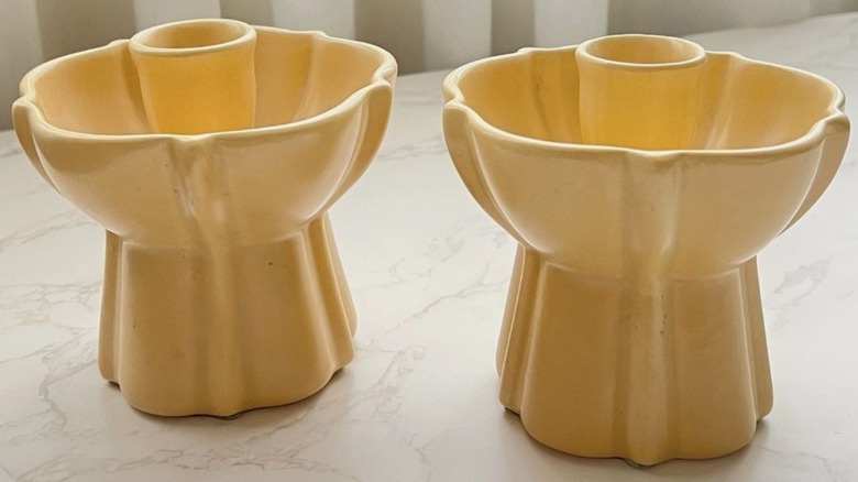 Pair of yellow Catalina Clay candlesticks