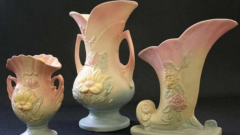 Set of three Hull Pottery vases