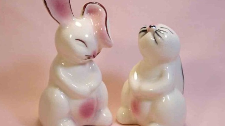 Vintage bunny salt and pepper shakers
