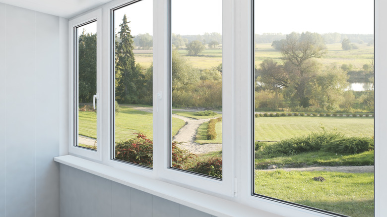 Flowing field seen from windows