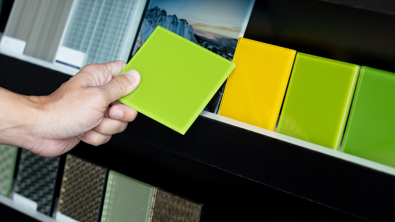 Picking out green tile