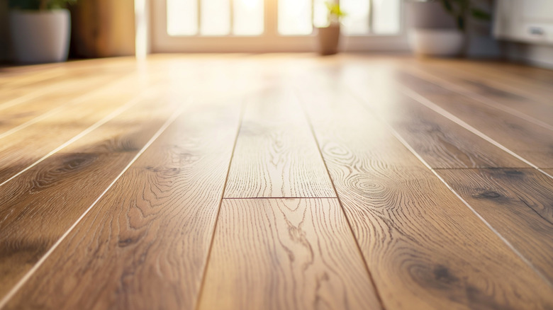 A close up view of wooden floor