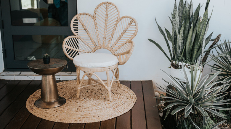 Cushion on wicker furniture