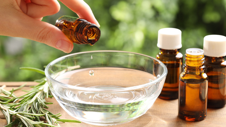 Essential oils being diluted