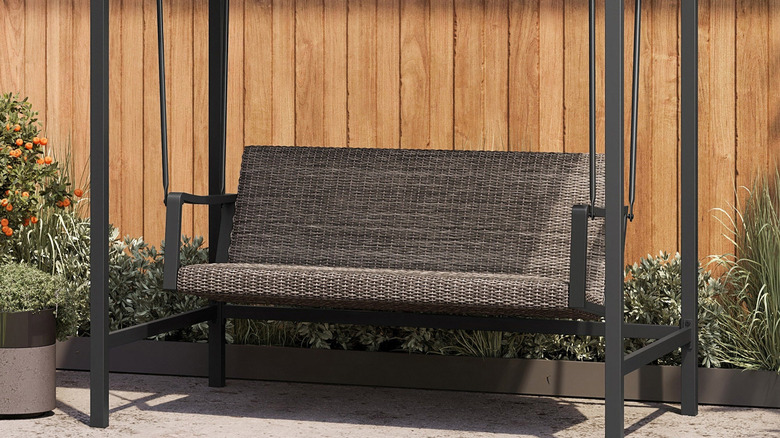Digital rendering of the Agio Menlo Woven Patio Swing (Model No. 1934256)