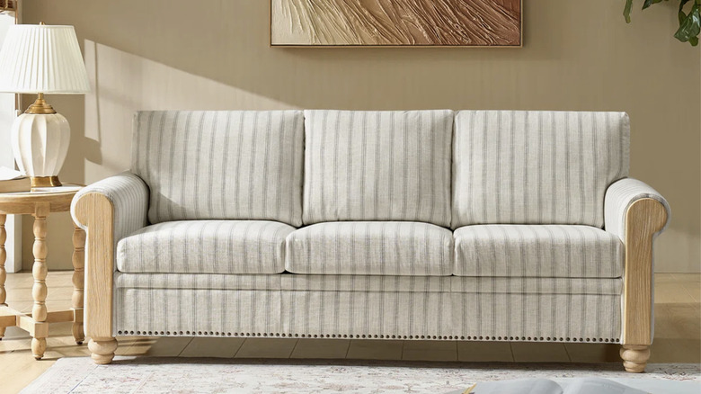 Striped Red Barrel Studio couch in living room
