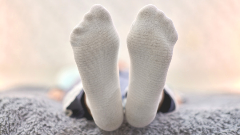 Close up of clean white socks