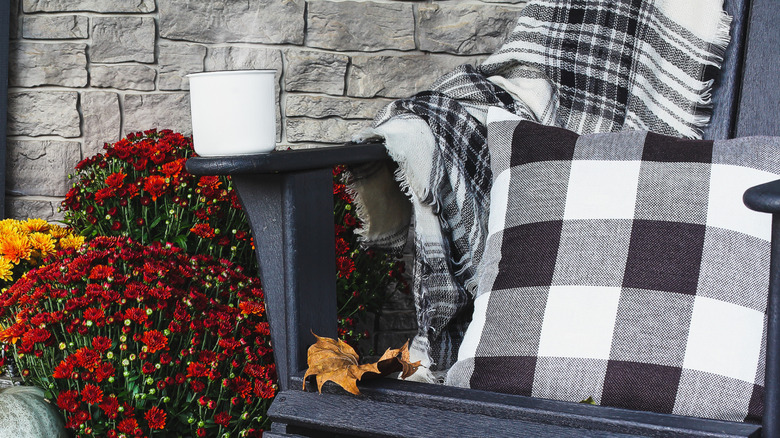 Plaid pillow and blanket