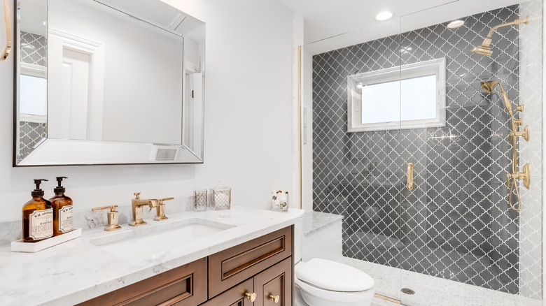 Bathroom with privacy glass