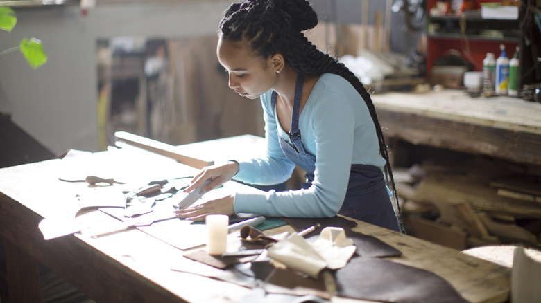 Someone working on a craft