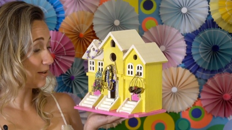Birdhouse repurposed used to hold jewelry